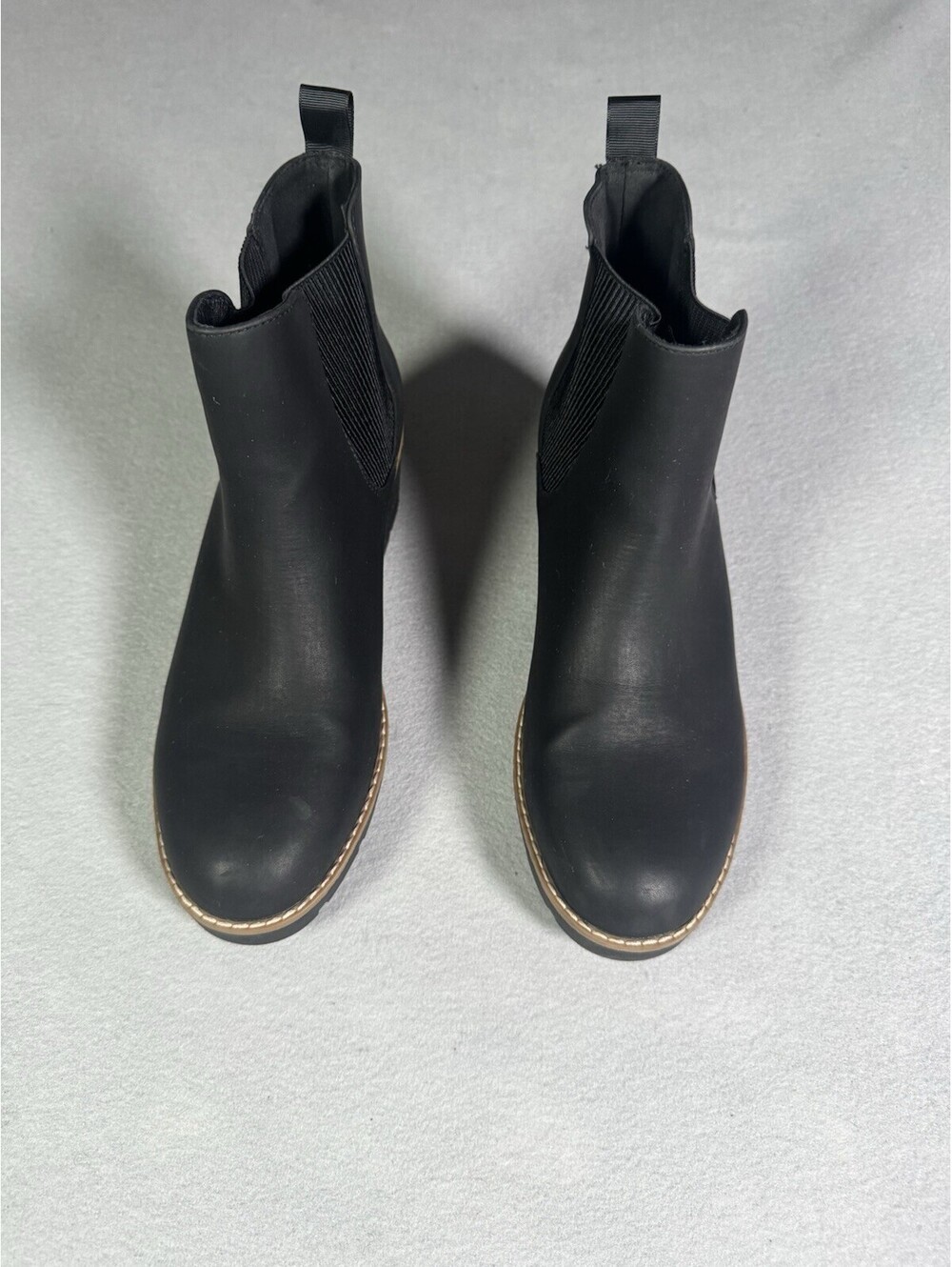 Athlefit Women's Chelsea Wedge Boots Black Pull On Ankle Booties Size 9.5
